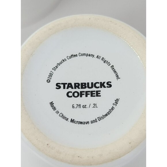 Starbucks Coffee White Ceramic Mugs Set Of 2 With Green Logo 12 Oz Capacity - Picture 7 of 9